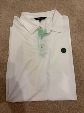 Masters 1934 Collection White Polo with Green Placket and Augusta logo Patch